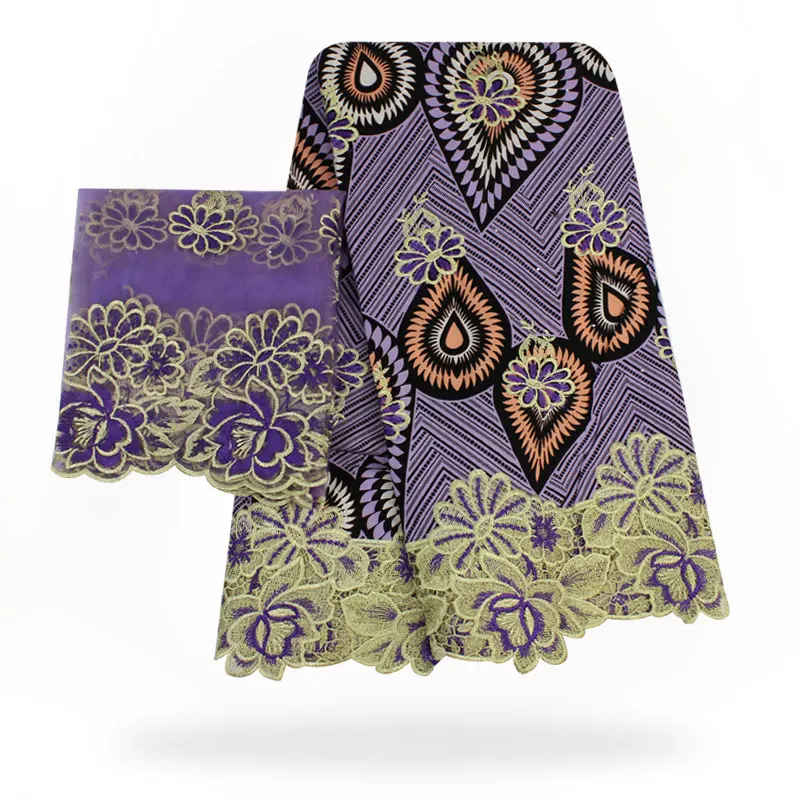 Новинка, африканская, вощеная кружевная ткань дизайн нигерийская вышивка кружева Анкара воск ткань с 2 ярдов тюль чистая ткань для вечерние L180723