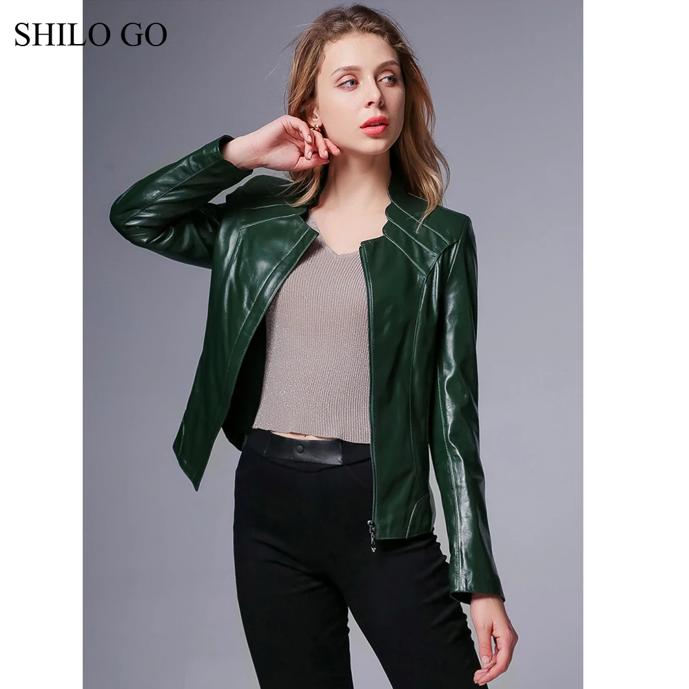 Кожаная куртка SHILO GO осенняя модная из натуральной овчины с воротником на молнии