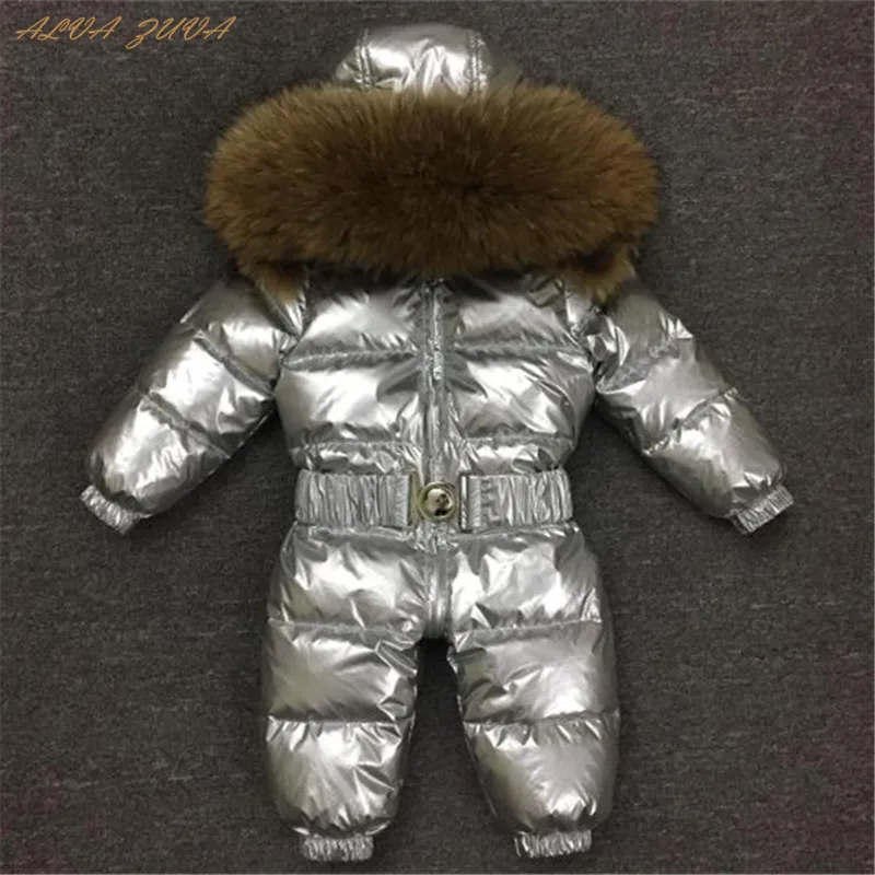 

Baby Winter Snowsuit Kids Natural Fur Collar Down Jumpsuit Children Boys Girls Overalls Infant Clothes Cyy350