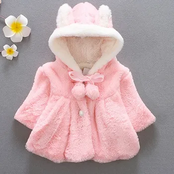 

New Baby Coat Girls Cape Faux fur hooded outerwear Winter Autumn 6M-2 old size Clothes 7BT022