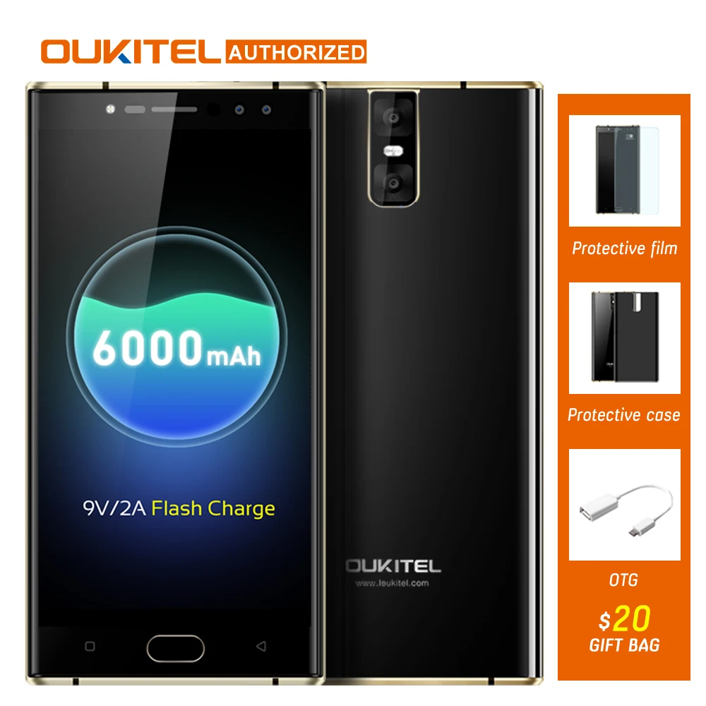 Pre Sale 6000mAh OUKITEL K3 4 Cameras 4G Smartphone MTK6750T Octa Core Android 7 0 4GB