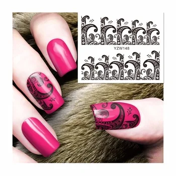 WUF 1 Sheet Water Transfer Nail Art Stickers Decals For Nail Tips Decoration DIY Fashion Nail Art Accessories 148