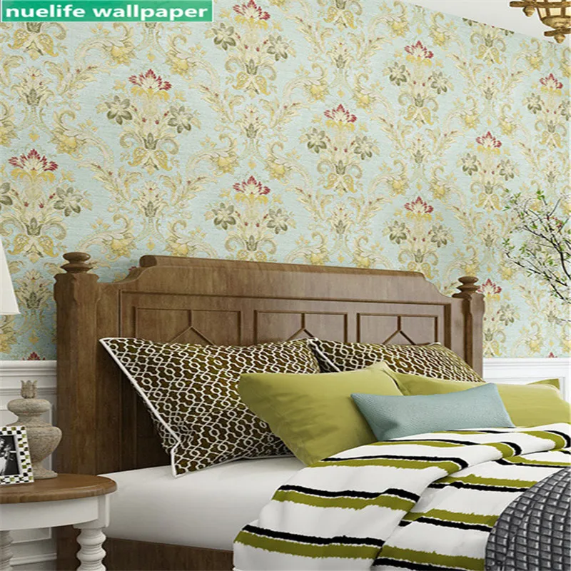 

American country style blue big horse leather pattern non-woven wallpaper living room bedroom TV background wall paper