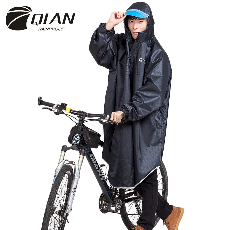 

QIAN Impermeable Men/Women Raincoat electrombile/Bicycle Sleeved Rain Poncho Thicker Transparent Hooded Rain Gear Rain Coat