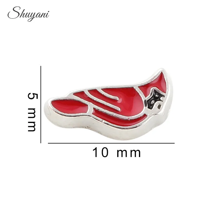 

20pcs/lot Fashion Red Cardinal Bird Charms Bird Floating Locket Charms for Floating Locket DIY Accessories