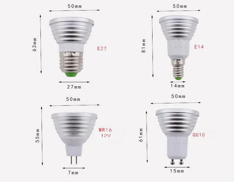 Светодиодный RGB 10 Вт RGB светодиодный лампы AC85-265V/220 V E27 B22 GU10 E14 MR16 12V изменяемый цвет RGB светодиодный потолочный светильник с ИК-пульт дистанционного управления светодиодный лампы