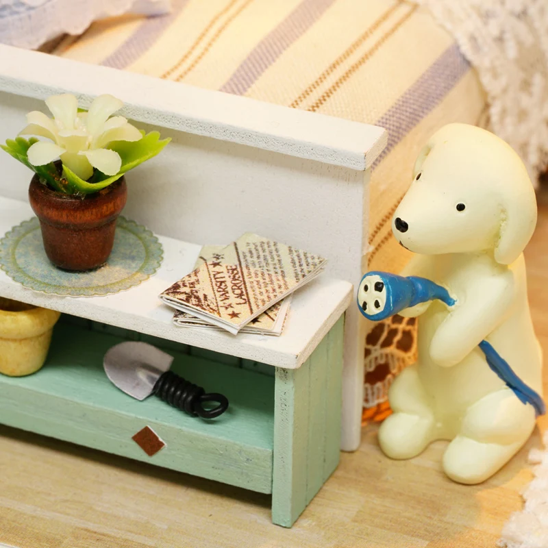 Baratos Casa de muñecas miniatura DIY casa de muñecas con muebles estilo Retro americano casa de madera hecha a mano juguete bosque veces Z007 # E