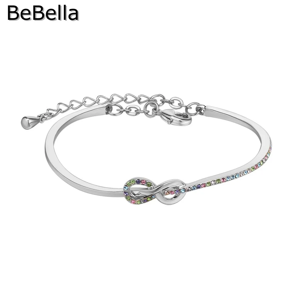 BeBella companion кристалл пыль браслет на запястье с чешскими кристаллами для женщин девочек модный подарок невесты свадебные украшения - Окраска металла: Rhodium Multicolor