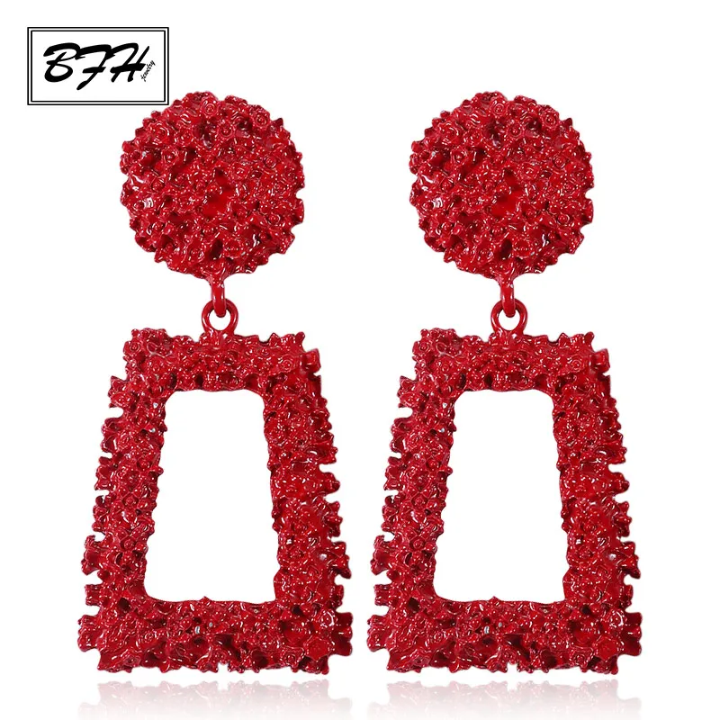 

BFH Luxury Metal Long Big Drop Earrings for Women Girl Fashion Charm Party Exaggerated Vintage Earring Jewelry 2018 Gift