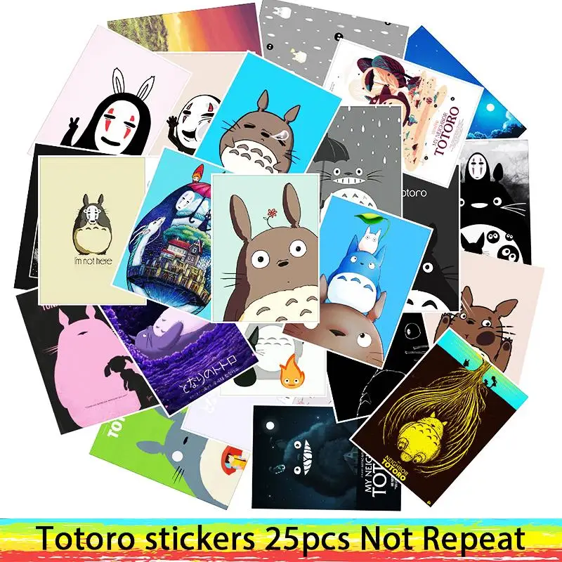 

25Pcs/Lot Waterproof Anime Hayao Miyazaki Totoro PVC Stickers For Laptop Motorcycle Skateboard Luggage Decal Toy Sticker