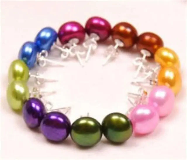 

Wholesale FREE SHIPPING >>> Multi-Color 8Set 8Color Akoya Cultured Pearl Earring AAA Grade A0422
