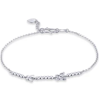 

Elegant Platinum 2 Butterfly Diamond Carve Bracelets Bangles for Women Girl Female PT950 White Real Solid Wedding Jewelry