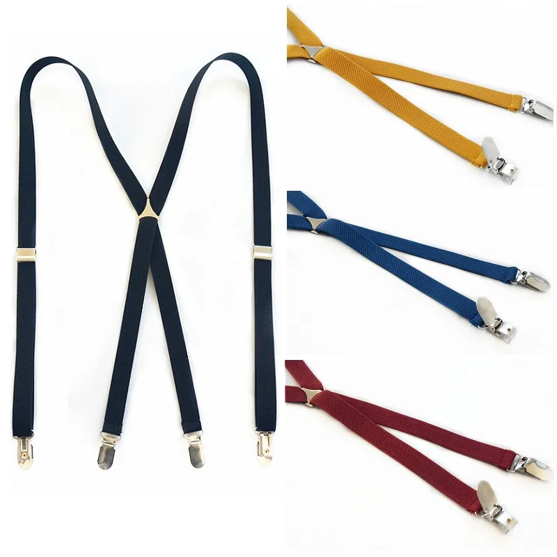 Elastic Red Braces Mens Ladies 2.5cm Wide Slim Fancy Dress Suspenders