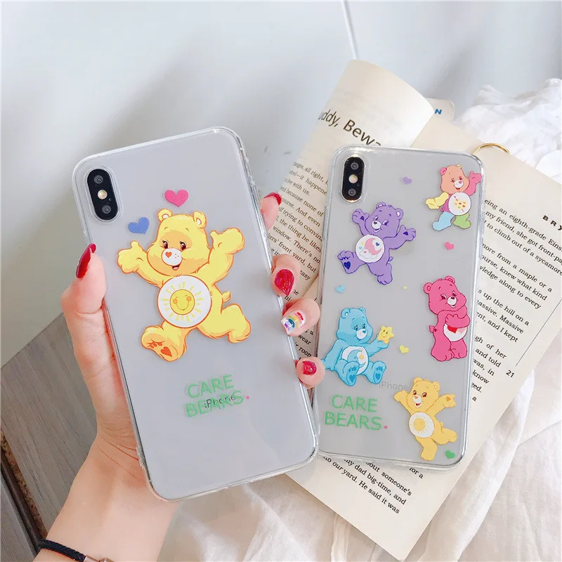

Care bears silicone case for iphone brand 7 8 6 6s plus cute candy bear soft transparent Ultra-thin cover for iphone xr x xs max