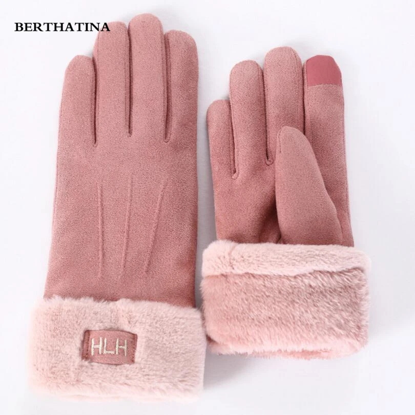 BERTHATINA 2018 новые женские перчатки зимние модные милые замшевые теплые рукавицы из