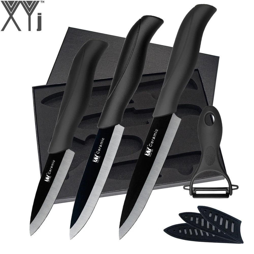 XYj 3" 4" 5" Ceramic knives Black Kitchen Knife Zirconia Blade ABS+TPR