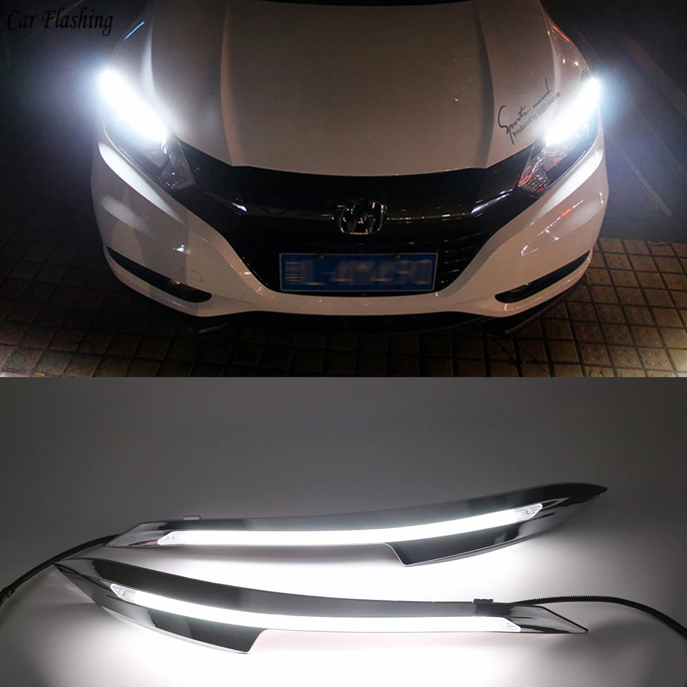 

Car flashing 2PCS LED Daytime Running Light with Turn Signal Relay Car Headlight Eyebrow For Honda HRV HR-V 2015 2016 2017 2018