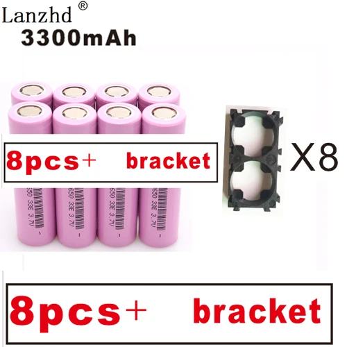 8-30 шт 18650 с фиксированным кронштейном батареи 3,7 V Li ion 3300mAh 30A 18650VTC7 INR18650 батарея 18650 держатель и Сращивание кронштейн - Цвет: 8 pcs and bracket