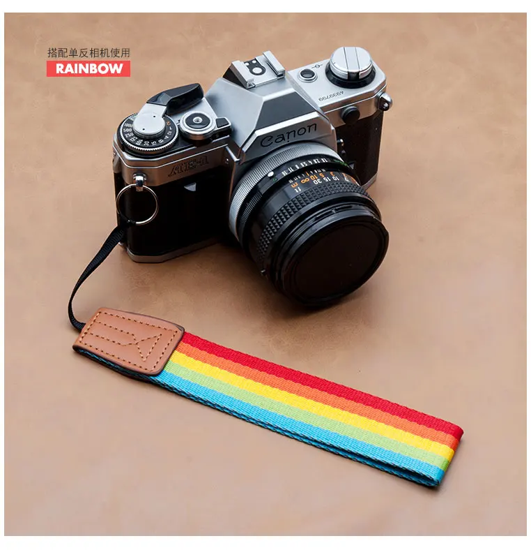 Универсальный Радужный ремешок для камеры ремень на запястье Горячий башмак для Canon Nikon sony Pentax Fujifilm samsung Panasonic - Цвет: L-Rainbow wri-strap