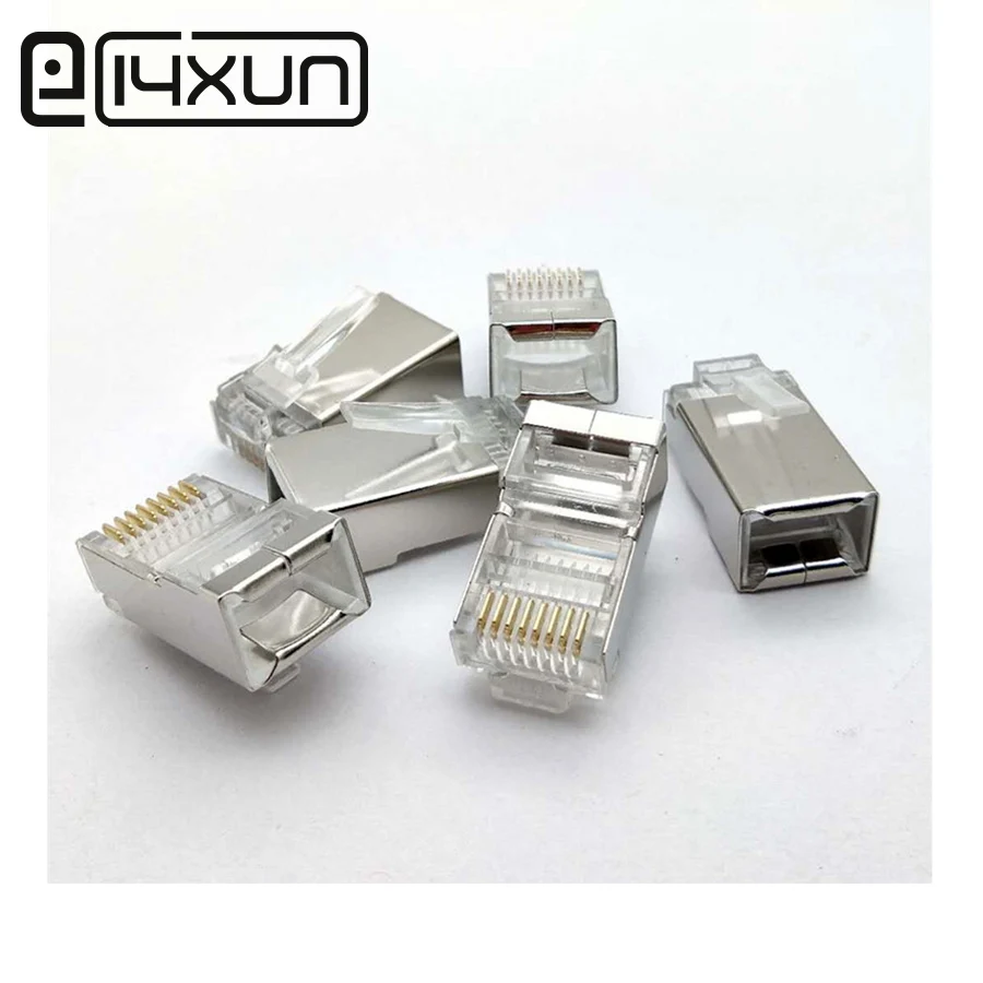 10pcs rj45 connector cat6 8p8c shielded network connectors rj45 plug terminals