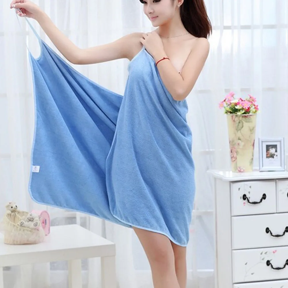 Bath Towels Fashion Lady Girls Wearable Fast Drying Magic Bath Towel Beach Spa Bathrobes Bath Skirt - Цвет: Синий