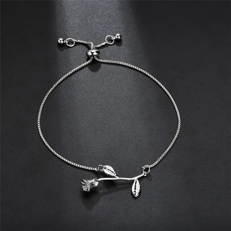 Fashion bracelets for women 2018 Crystal Rhinestone Rose Flower Plated Bangles Bracelet Jewelry Adjustable Accessories J20#N  (5)