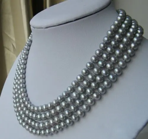 

fast Natural long 7-8 AAA gray pearl necklace 925s clasp(1 length can choose) AAA