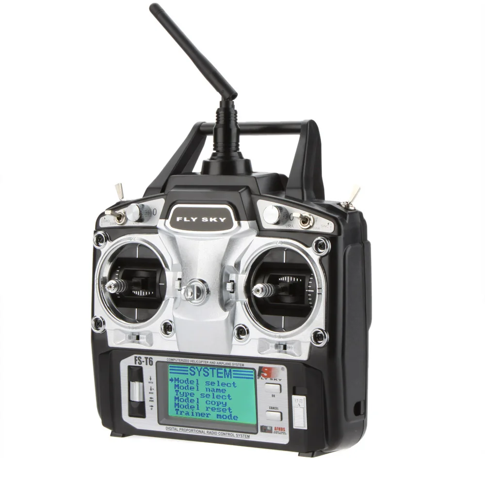 F14912/3 Flysky FS-T6 6CH 2.4G LCD Transmitter R6B Receiver Digital Radio System for RC Helicopters  Quadcopter Glider Airplanes