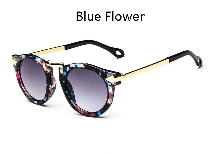 Специальная цена, детские солнцезащитные очки мальчики девочки, детские очки для улицы, детские солнцезащитные очки высокого качества, детские очки - Цвет линз: Blue Flower