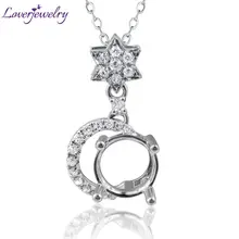 Мода звезда луна Ювелирные изделия Твердые 18 К золото натуральный алмаз полу крепление установка кулон для природных драгоценных камней WP041