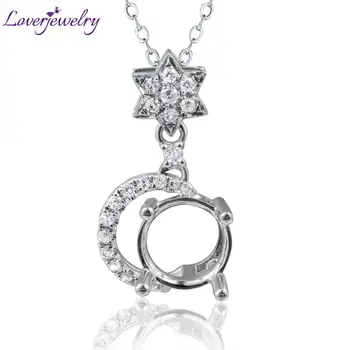 

Fashion Star Moon Jewelry Solid 18K Gold Natural Diamond Semi Mount Setting Pendant For Natural Gemstone WP041