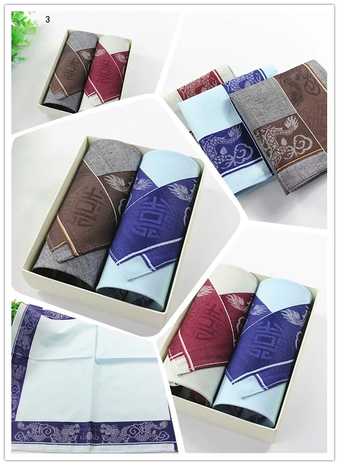 

Handkerchief Men Dragon pattern Woven Cotton 100% Hankies Fashion Gift Box Bulk size 43cm x43cm