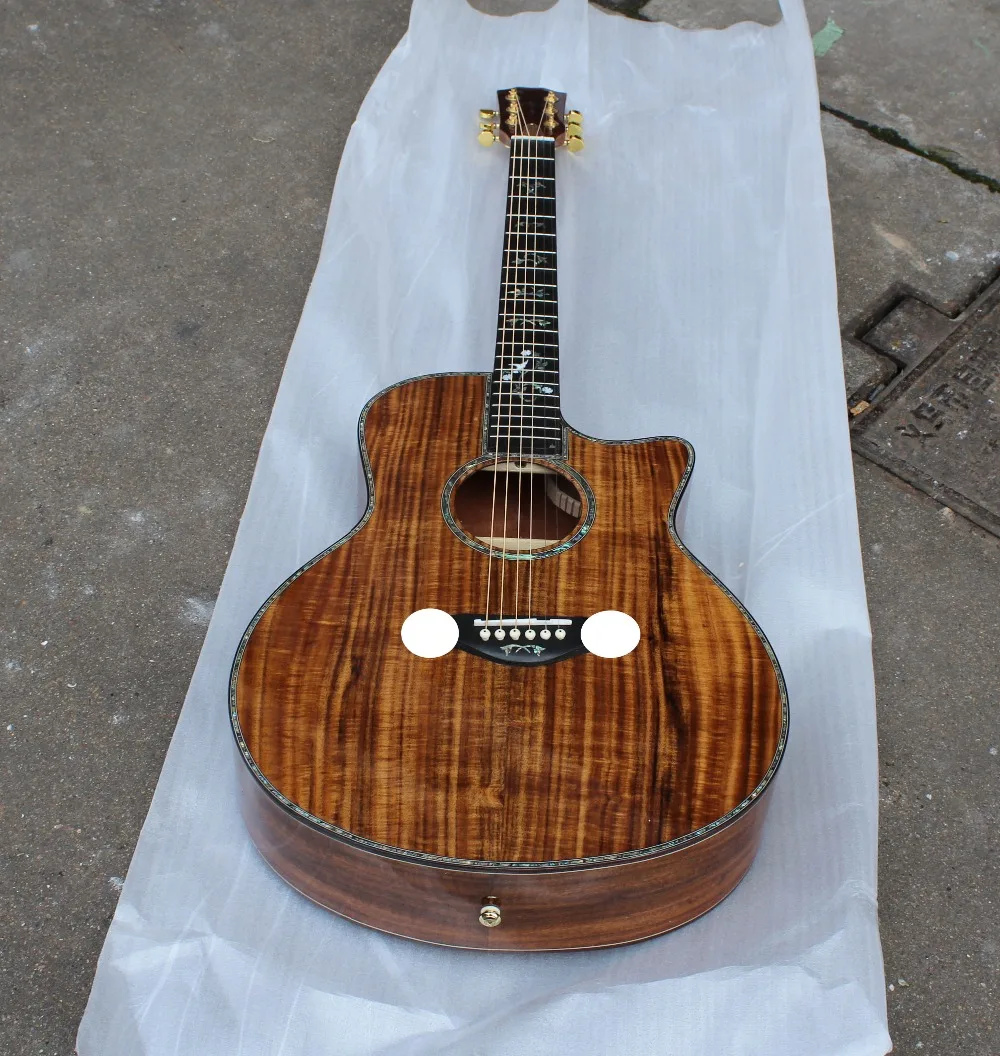 2016 New arrival solid koa acoustic guitar, solid koa wood acoustic electric guitarin Guitar