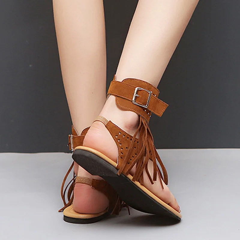 Tassel Women Sandals 2019 Summer Flat Sandals Female Flip Flops Fashion Beach Shoes Plus Size Gladiator Sandals Women Shoes