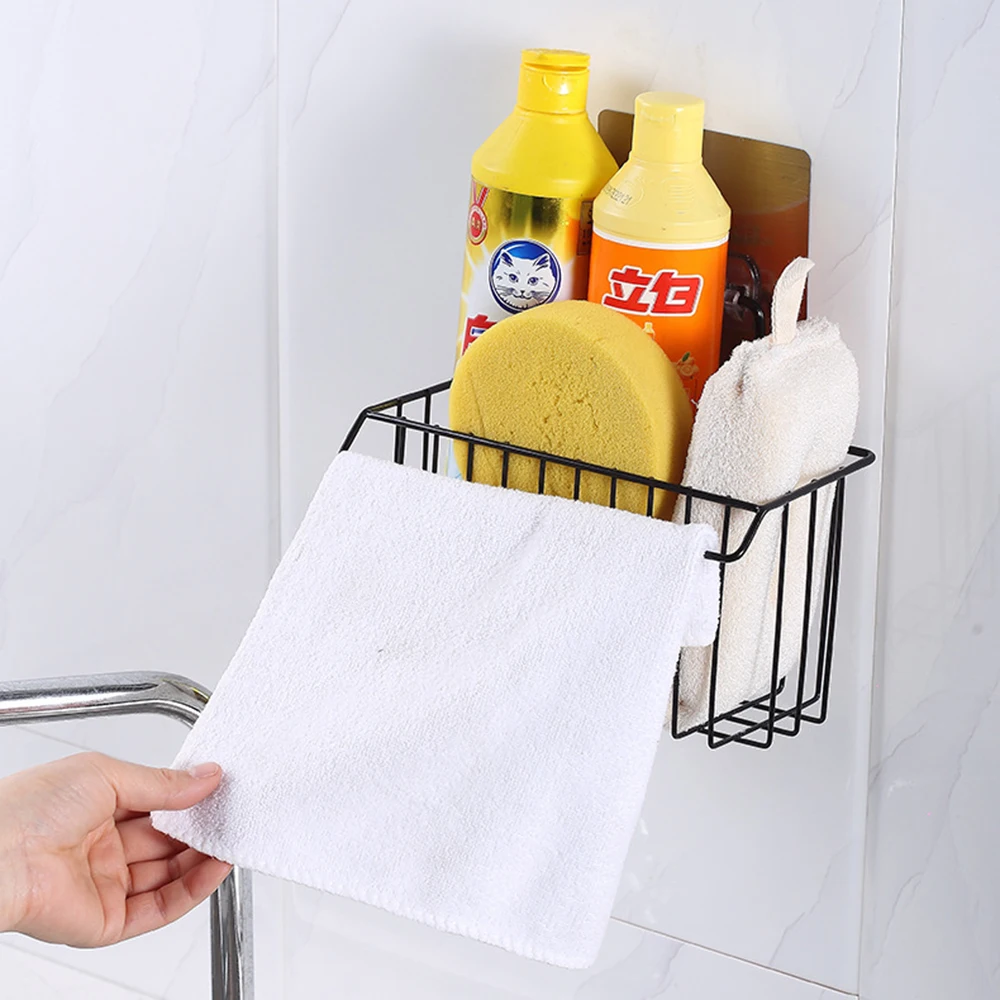 Kitchen Rack Wall-Mounted Wall-Free Perforated Drain Rack Household Daily Punch-Free Bedroom Storage Basket Home Organizers