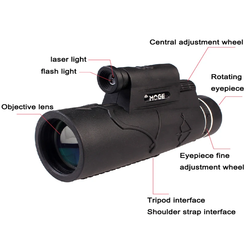 HD 50X60 зум Монокуляр бинокль с держателем для сотового телефона штатив лазерный фонарик телескоп для охоты или игрушки для детей