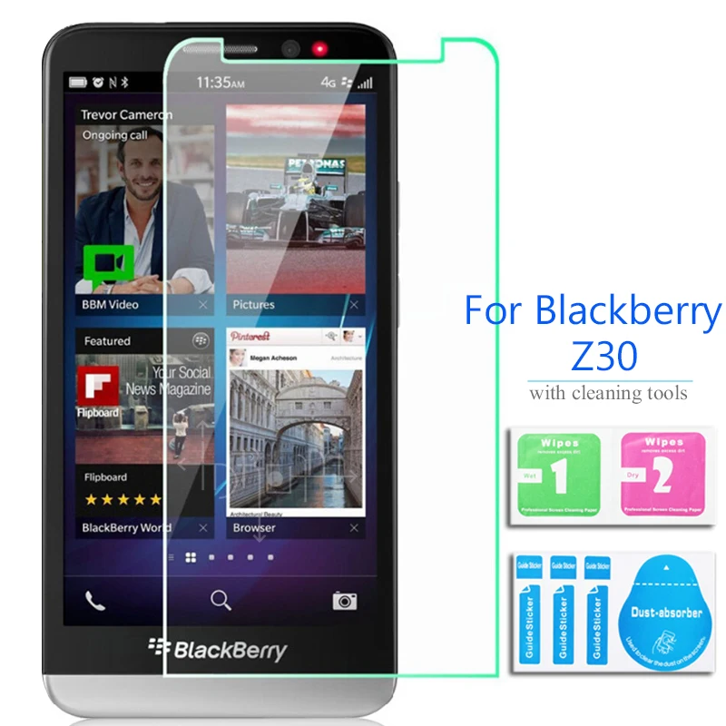 

2PCS For Blackberry Z30 Tempered Glass Screen Protector 2.5D 0.3mm Arc edge clear Protective film On Z 30 with clean tools