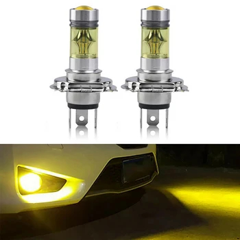 

2PCS H4 LED Fog Lamp Automotive Front Fog Lamp Headlamp 100W High Power 2835 LED YELLOW Projector Fog Driving Light Bulb