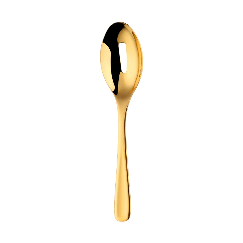 1 gold colander Красочные 18/8 нержавеющая сталь радуга столовые приборы большой размеры длинная ручка для сервировки салата ложка/вилы/дуршлаг салатницы Кухня Посуда - Цвет: 1 gold colander