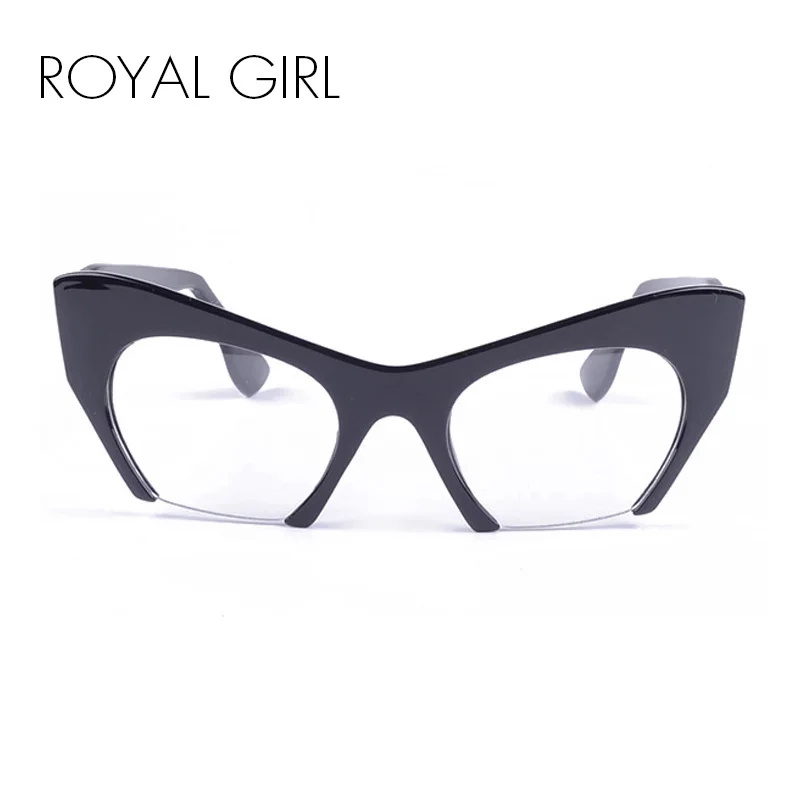 

ROYAL GIRL Cat Eye Sunglasses Women Brand Designer Acetate Eyeglasses Female Vintage Half Frame Unisex Glasses UV400 ss291