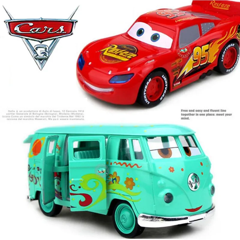 

Pixar Cars Diecasts Fillmore Metal Alloy Cars Pixar Car Toys Loose Brand Sound and Light Music Alloy Bus Toy For Children