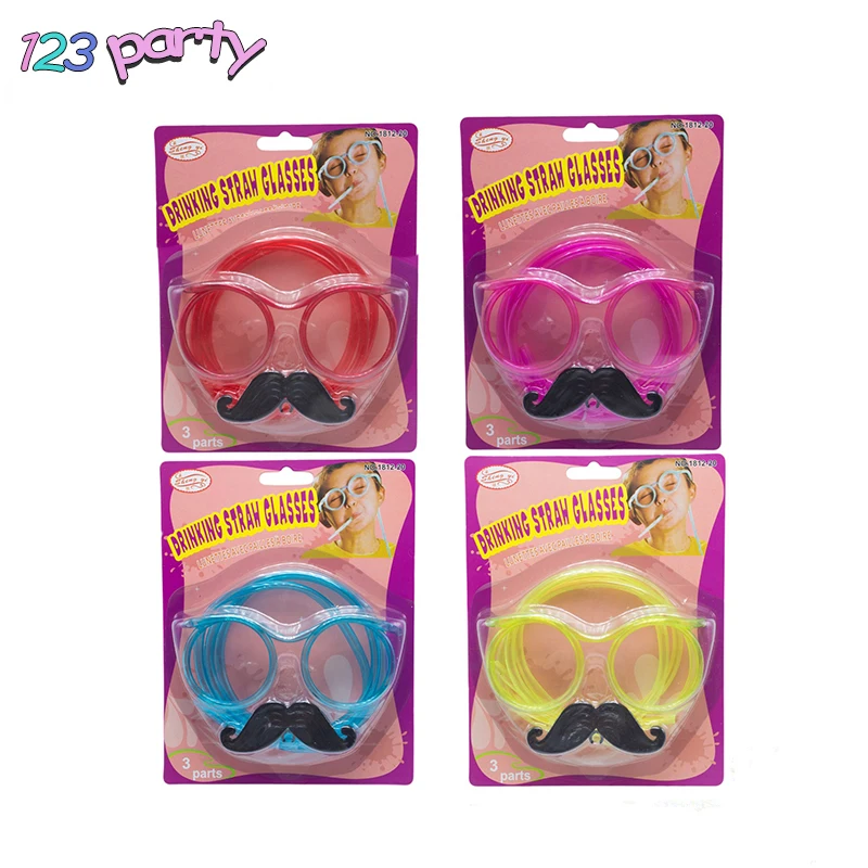 Fun Soft Plastic Straw Toys for Children Funny Glasses Moustache Party decoration tools Baby shower Birthday Toy | Дом и сад
