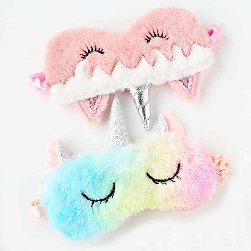 1 PCS Eye Mask Unicorn Cartoon Sleeping Mask Plush Eye Shade Cover Eyeshade Relax Masks Suitable for Travel Home Party Gifts Toy