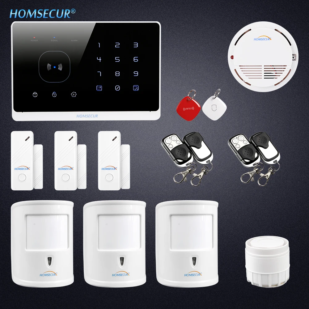 

HOMSECUR Wireless&wired GSM SMS Autodial Home Alarm System With Voice Recording
