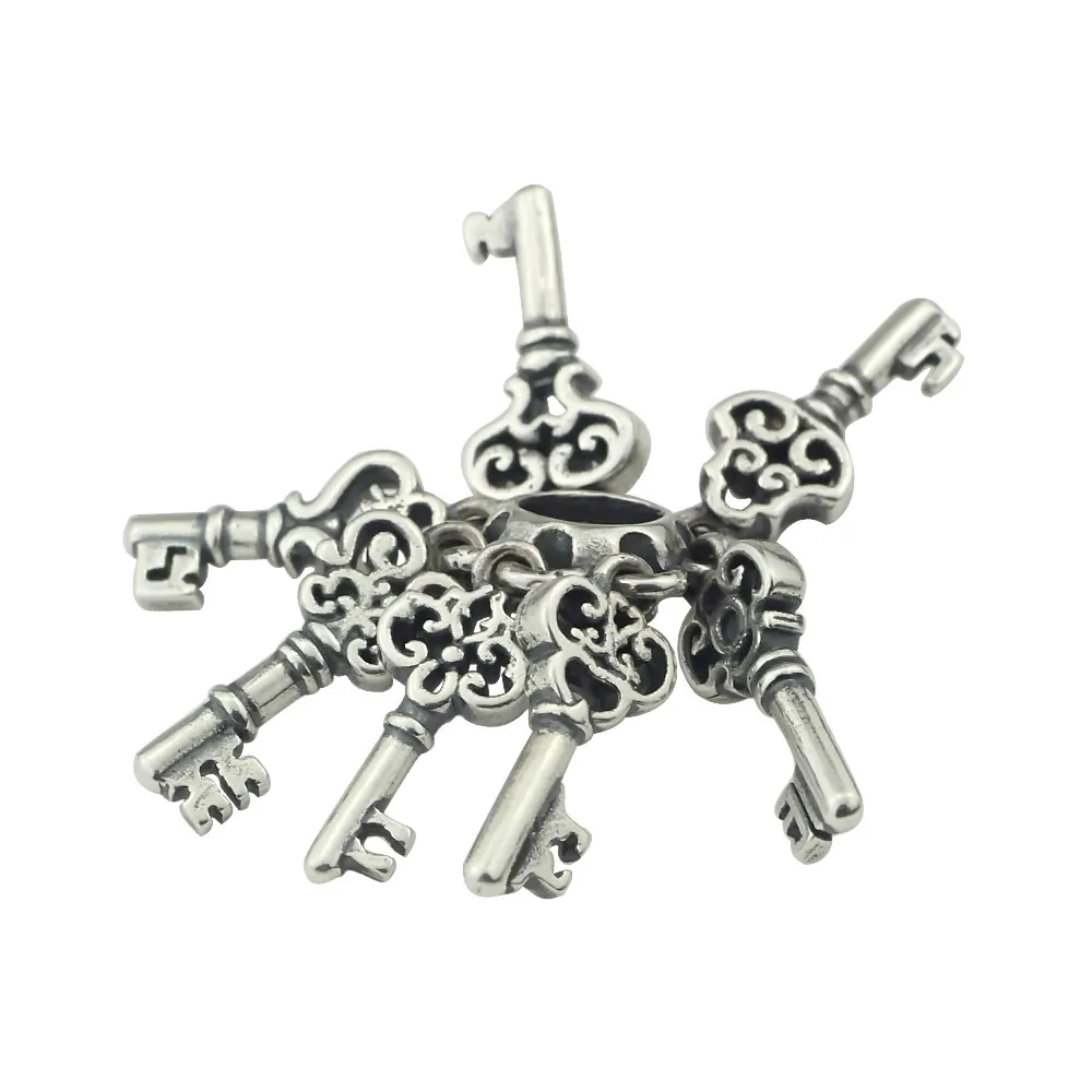 

The Keys Spacer Beads Antique 925 Sterling Silver Charms Fit DIY Woman Original European Style Bracelet & Necklace Gift Jewelry