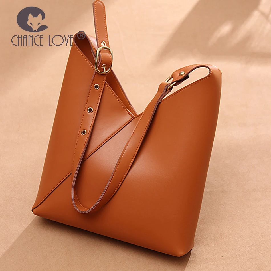 

Chance Love 2018 new women bag brown composite bag fashion shoulder portable handbags Genuine Leather handbags casual tote bag
