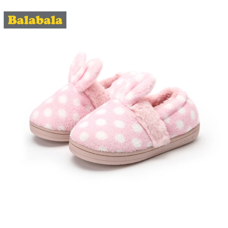 

Balabala Matching Family Mother and Daughter Plush Bunny Slippers Faux Fur Lining with Anti Slip Protector Embroidery at Front