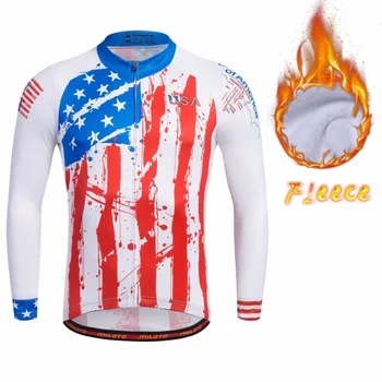 

USA Thermal Fleece Cycling Jerseys Winter Warm 2018 Pro MTB Long Sleeve Men Bike Wear Cycling Clothing Maillot Ropa Ciclismo