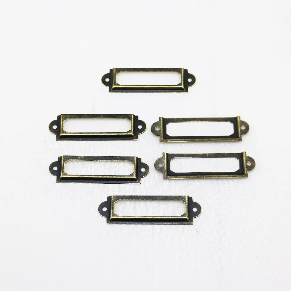 100Pcs Antique bronze color Iron Label Frame Card Holder scrapbook photo album accessories 60x17mm with brads