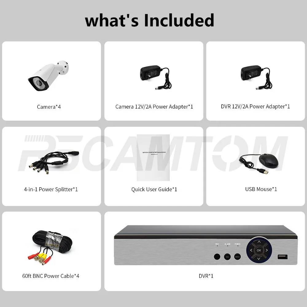 4CH 1080P AHD Kit CCTV Camera System DVR Home Security Video Monitor Indoor Outdoor Cameras 2.0MP Surveillance IR Night Vision (18)